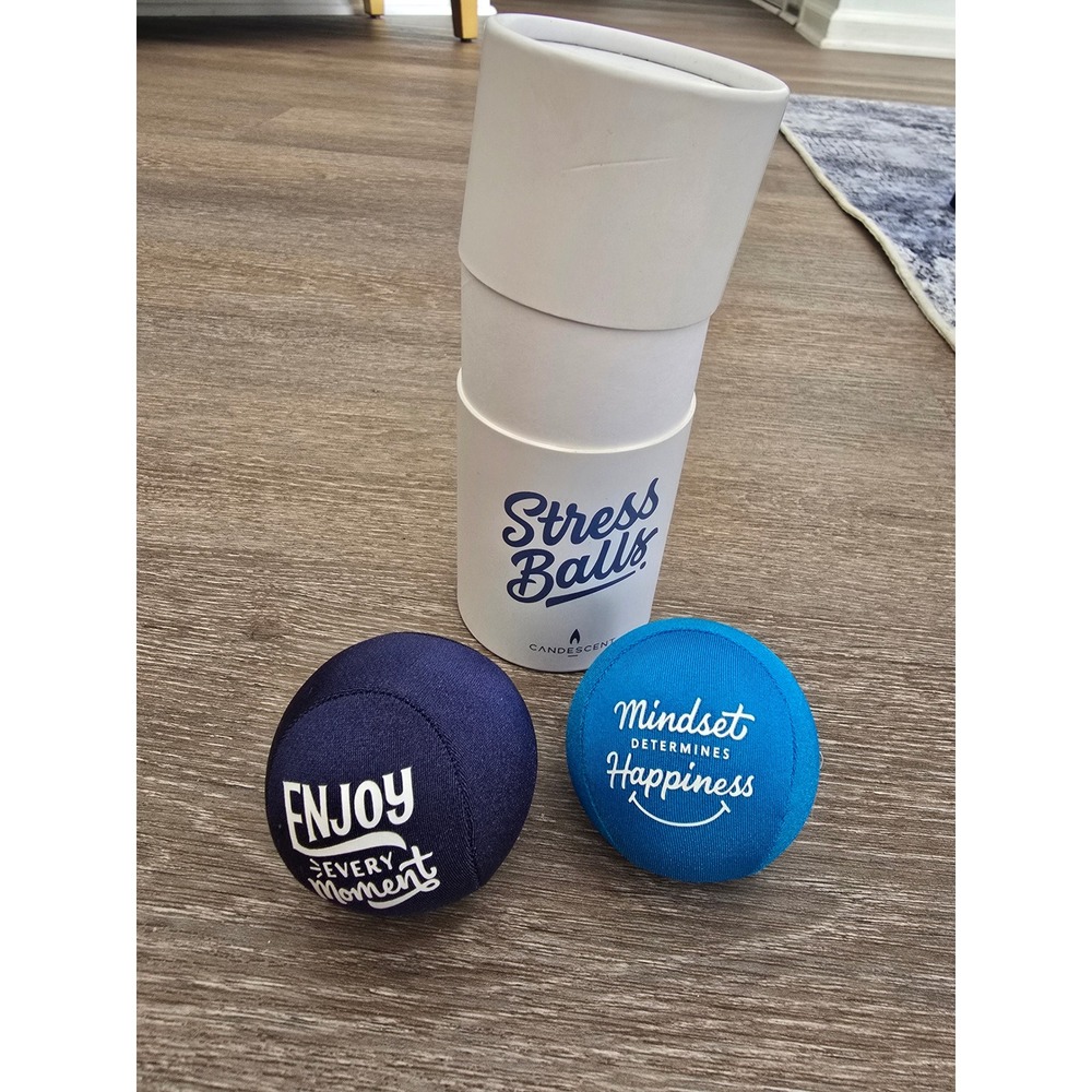 Candescent Stress Ball Set 2 Pack Motivational Quotes Blue Navy Relaxation Gift